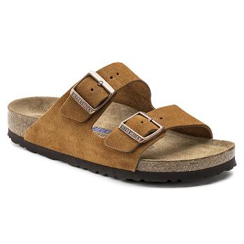 Dámské Arizona Birkenstock Soft Footbed Semišové Hnědé | CZ 75HAP
